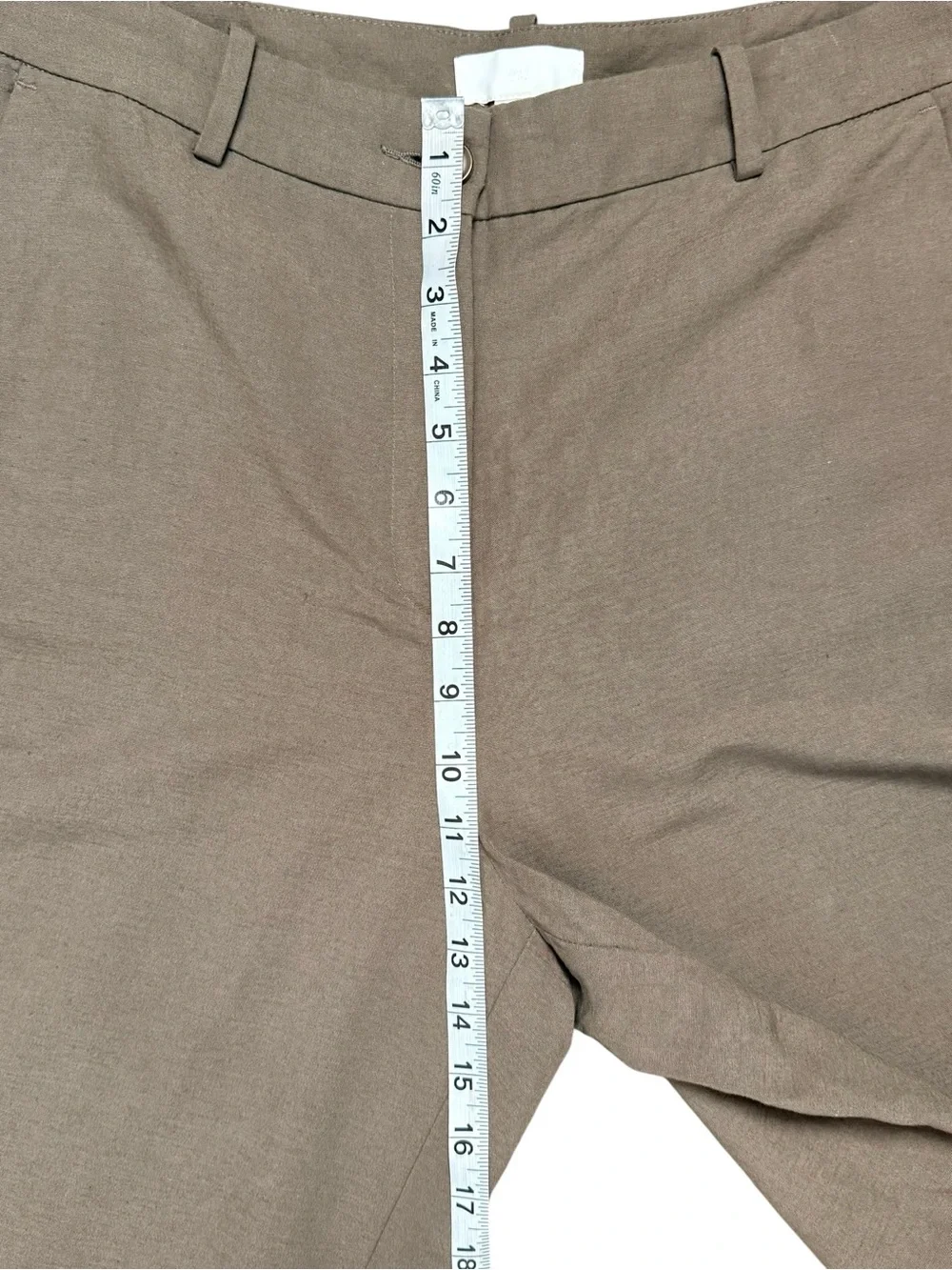 H&M Brown Linen Blend High Rise Wide Leg Trousers Pants Size 6